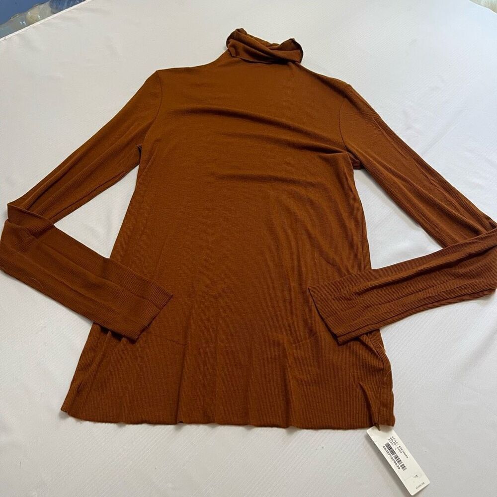 NWT AG Adriano Goldschmied Brown Lyocell Turtleneck Sweater Size Large New